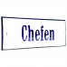 Emaljskylt Chefen vit - blå 12 x 5 cm modell 3-3