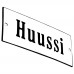 Emaljskylt Huussi vit - svart 12 x 5 cm modell 4-3