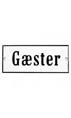 Emaljskylt Gæster vit - svart 12 x 5 cm modell 4-3