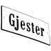 Emaljskylt Gjester vit - svart 12 x 5 cm modell 4-3