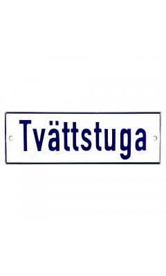 Emaljskylt Tvättstuga vit - blå 15 x 5 cm modell 1-3 Emaljskylt Tvättstuga vit - blå 15 x 5 cm modell 1-3