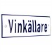 Emaljskylt Vinkällare vit - blå 15 x 5 cm modell 1-3