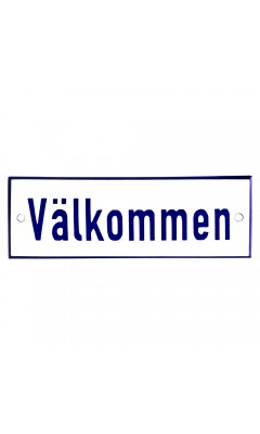 Emaljskylt Välkommen vit - blå 15 x 5 cm modell 1-3 Emaljskylt Välkommen vit - blå 15 x 5 cm modell 1-3