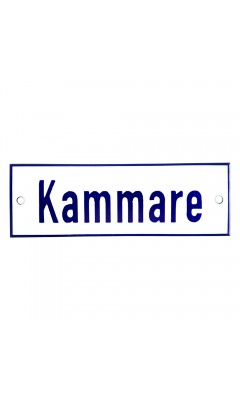 Emaljskylt Kammare vit - blå 15 x 5 cm modell 1-3