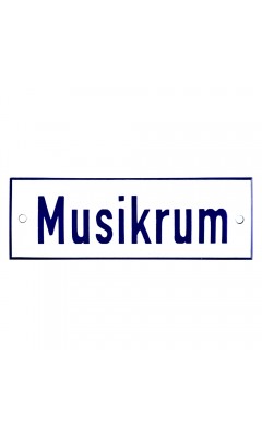 Emaljskylt Musikrum vit - blå 15 x 5 cm modell 1-3