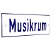 Emaljskylt Musikrum vit - blå 15 x 5 cm modell 1-3