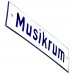 Emaljskylt Musikrum vit - blå 15 x 5 cm modell 1-3