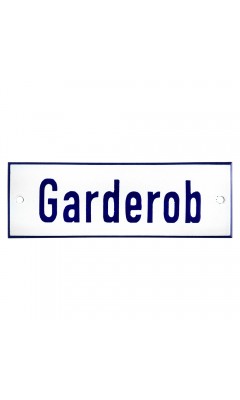 Emaljskylt Garderob vit - blå 15 x 5 cm modell 1-3 Emaljskylt Garderob vit - blå 15 x 5 cm modell 1-3