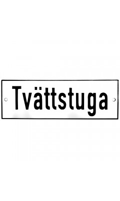 Emaljskylt Tvättstuga vit - svart 15 x 5 cm modell 2-3 Emaljskylt Tvättstuga vit - svart 15 x 5 cm modell 2-3