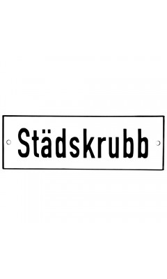 Emaljskylt Städskrubb vit - svart 15 x 5 cm modell 2-3 Emaljskylt Städskrubb vit - svart 15 x 5 cm modell 2-3