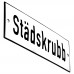 Emaljskylt Städskrubb vit - svart 15 x 5 cm modell 2-3
