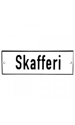 Emaljskylt Skafferi vit - svart 15 x 5 cm modell 2-3 Emaljskylt Skafferi vit - svart 15 x 5 cm modell 2-3