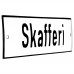 Emaljskylt Skafferi vit - svart 15 x 5 cm modell 2-3