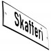 Emaljskylt Skafferi vit - svart 15 x 5 cm modell 2-3