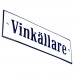 Emaljskylt Vinkällare vit - blå 15 x 5 cm modell 3-3
