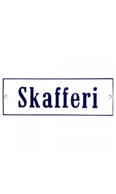 Emaljskylt Skafferi vit - blå 15 x 5 cm modell 3-3 Emaljskylt Skafferi vit - blå 15 x 5 cm modell 3-3