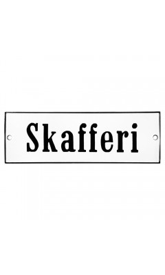 Emaljskylt Skafferi vit - svart 15 x 5 cm modell 4-3 Emaljskylt Skafferi vit - svart 15 x 5 cm modell 4-3