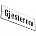 Emaljskylt Gjesterom vit - svart 15 x 5 cm modell 4-3