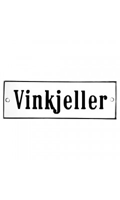 Emaljskylt Vinkjeller vit - svart 15 x 5 cm modell 4-3 Emaljskylt Vinkjeller vit - svart 15 x 5 cm modell 4-3