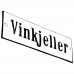 Emaljskylt Vinkjeller vit - svart 15 x 5 cm modell 4-3