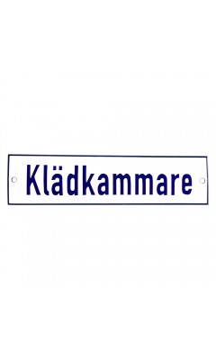 Emaljskylt Klädkammare vit - blå 20 x 5 cm modell 1-3 Emaljskylt Klädkammare vit - blå 20 x 5 cm modell 1-3