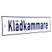 Emaljskylt Klädkammare vit - blå 20 x 5 cm modell 1-3