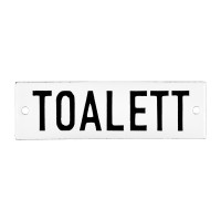 Emaljskylt TOALETT vit - svart 10 x 3 cm modell 20-3