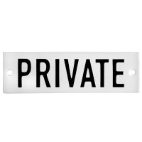 Emaljskylt PRIVATE vit - svart 10 x 3 cm modell 20-3