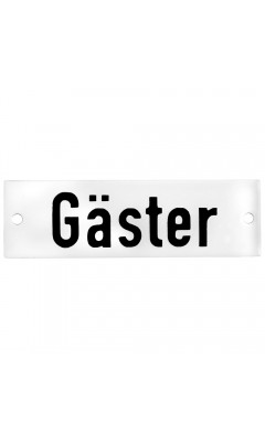 Emaljskylt Gäster vit - svart 10 x 3 cm modell 20-3 Emaljskylt Gäster vit - svart 10 x 3 cm modell 20-3
