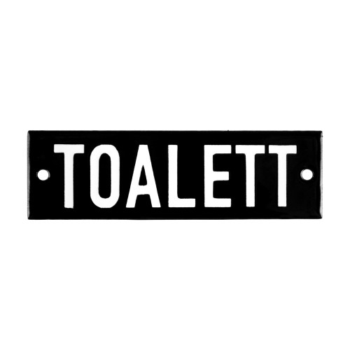 Emaljskylt TOALETT svart - vit 10 x 3 cm modell 21-3