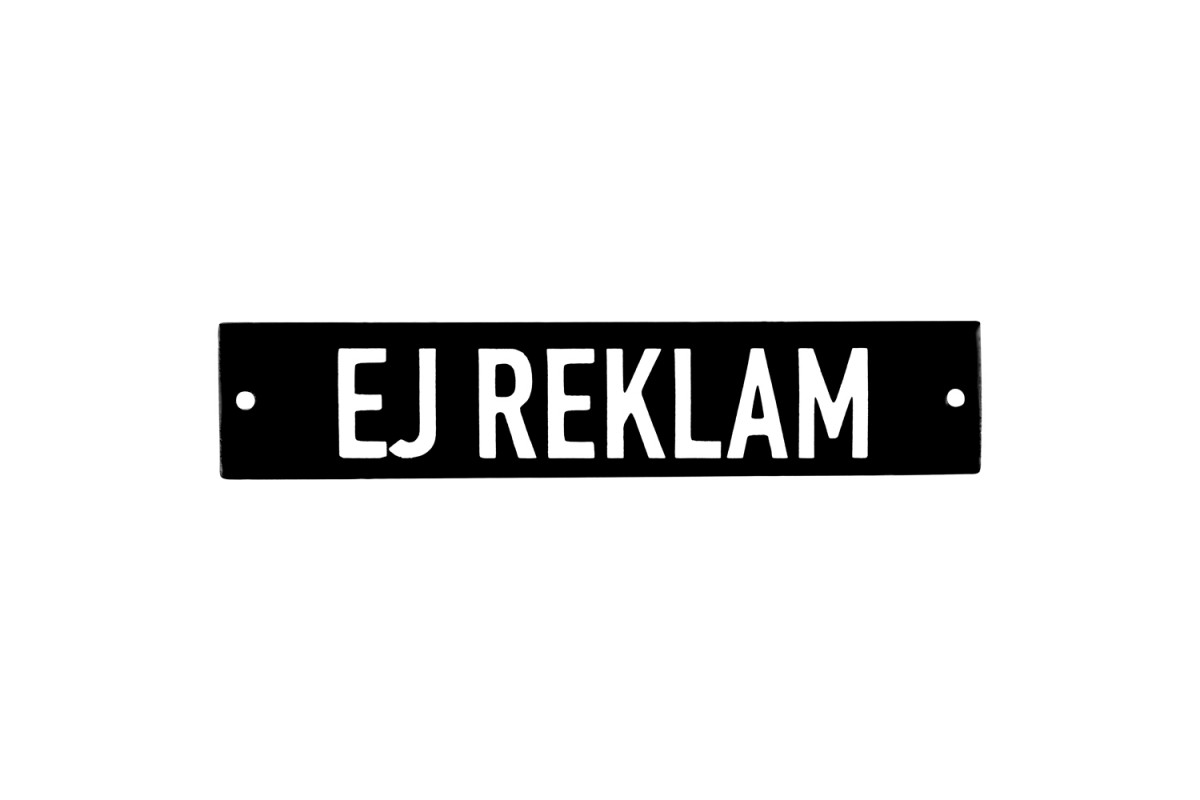 Emaljskylt EJ REKLAM svart - vit 15 x 3 cm modell 21-3 Emaljskylt EJ REKLAM svart - vit 15 x 3 cm modell 21-3