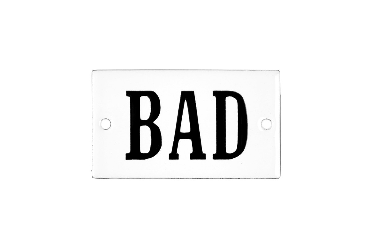 Emaljskylt BAD vit - svart 7 x 4 cm modell 22-3 Emaljskylt BAD vit - svart 7 x 4 cm modell 22-3