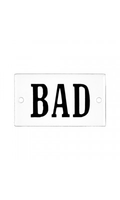 Emaljskylt BAD vit - svart 7 x 4 cm modell 22-3 Emaljskylt BAD vit - svart 7 x 4 cm modell 22-3