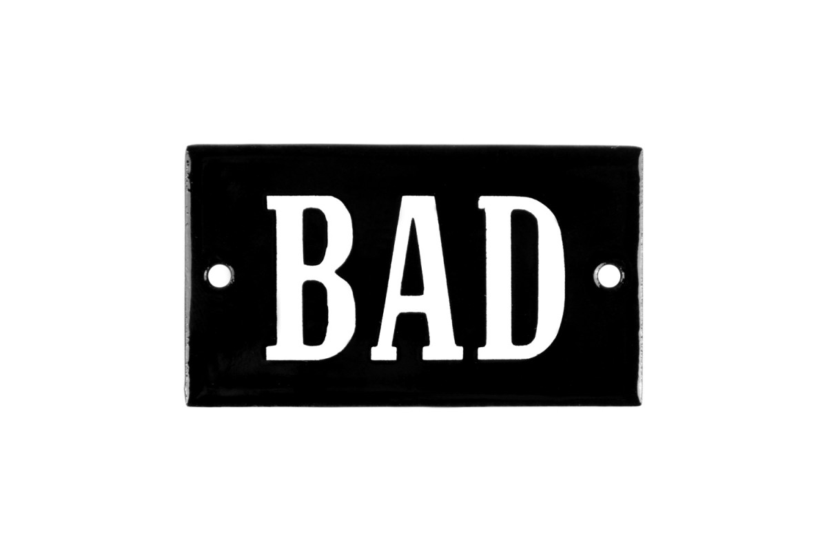 Emaljskylt BAD svart - vit 7 x 4 cm modell 23-3 Emaljskylt BAD svart - vit 7 x 4 cm modell 23-3