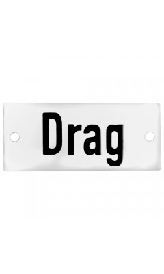 Emaljskylt Drag vit - svart 7 x 3 cm modell 20-3 Emaljskylt Drag vit - svart 7 x 3 cm modell 20-3