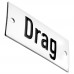 Emaljskylt Drag vit - svart 7 x 3 cm modell 20-3