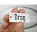 Emaljskylt Drag vit - svart 7 x 3 cm modell 20-3