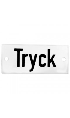 Emaljskylt Tryck vit - svart 7 x 3 cm modell 20-3 Emaljskylt Tryck vit - svart 7 x 3 cm modell 20-3