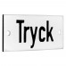 Emaljskylt Tryck vit - svart 7 x 3 cm modell 20-3