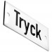 Emaljskylt Tryck vit - svart 7 x 3 cm modell 20-3