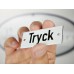 Emaljskylt Tryck vit - svart 7 x 3 cm modell 20-3