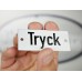 Emaljskylt Tryck vit - svart 7 x 3 cm modell 20-3