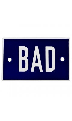Emaljskylt BAD blå - vit 8 x 5 cm modell 5-3