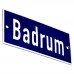 Emaljskylt Badrum blå - vit 12 x 5 cm modell 5-3