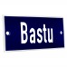 Emaljskylt Bastu blå - vit 12 x 5 cm modell 5-3
