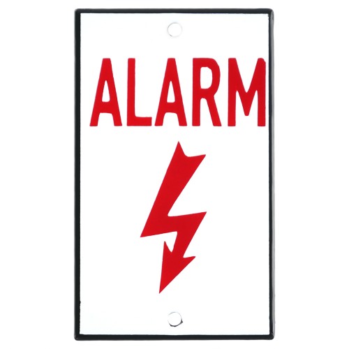 Emaljskylt ALARM vit - röd 6 x 10 cm modell 33-3