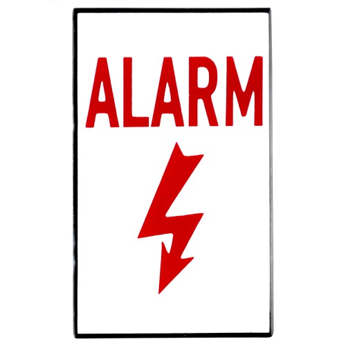 Emaljskylt ALARM (whithout holes) vit - röd 6 x 10 cm modell 33-3