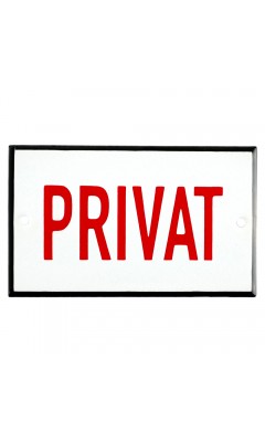 Emaljskylt PRIVAT vit - röd 10 x 6 cm modell 33-3