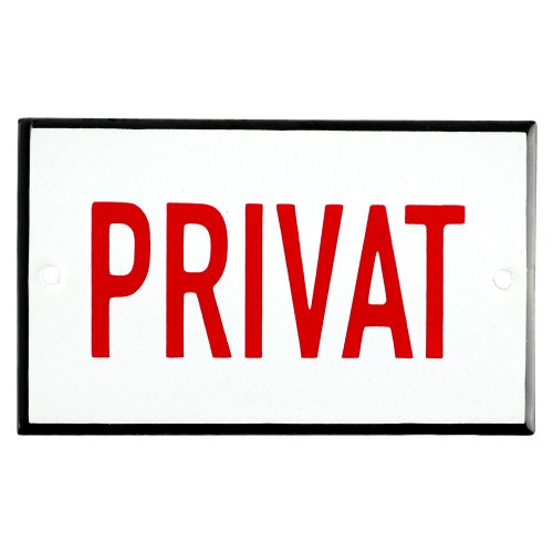 Emaljskylt PRIVAT vit - röd 10 x 6 cm modell 33-3