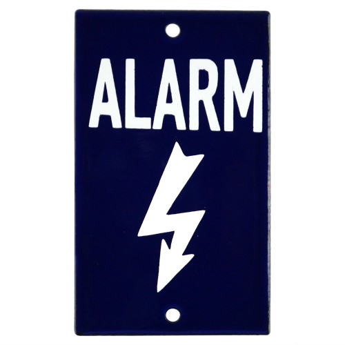 Emaljskylt ALARM blå - vit 6 x 10 cm modell 34-3